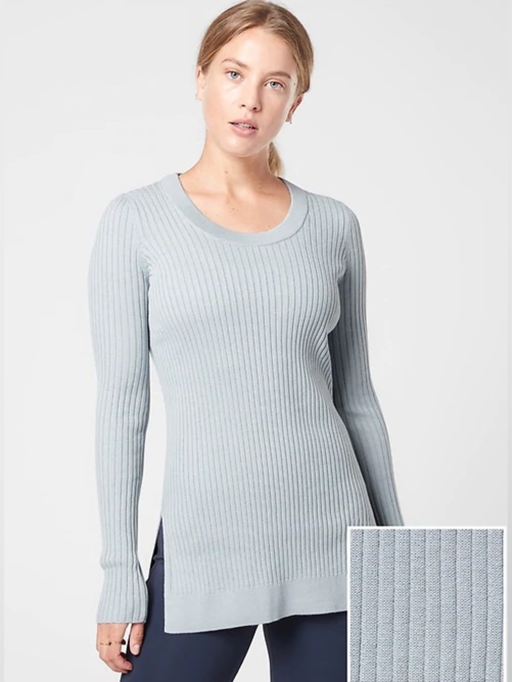 Athleta Lincoln Park Sweater Glacial Blue Ribbed size‎ medium